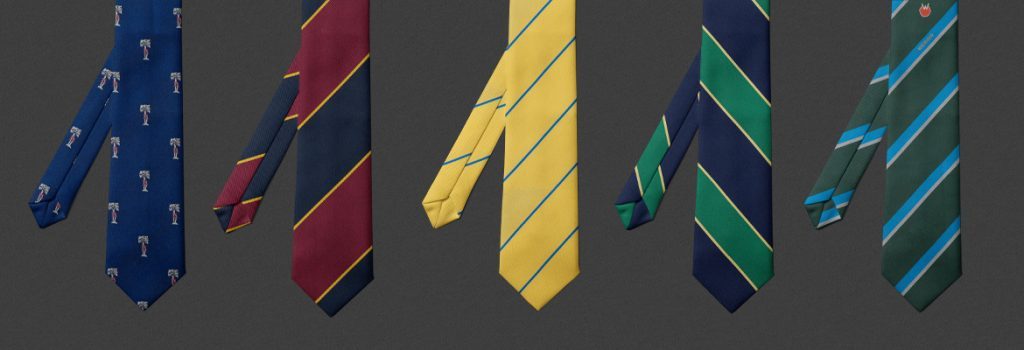 Custom logo neckties made to order, woven neckties in custom made necktie designs